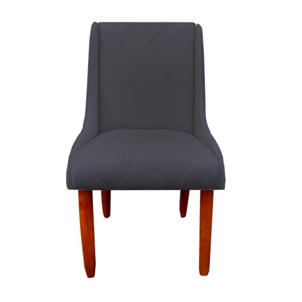 Kit 06 Cadeiras Para Sala De Jantar Lizz Pés Palito Veludo Grafite D'classe Decor - 2