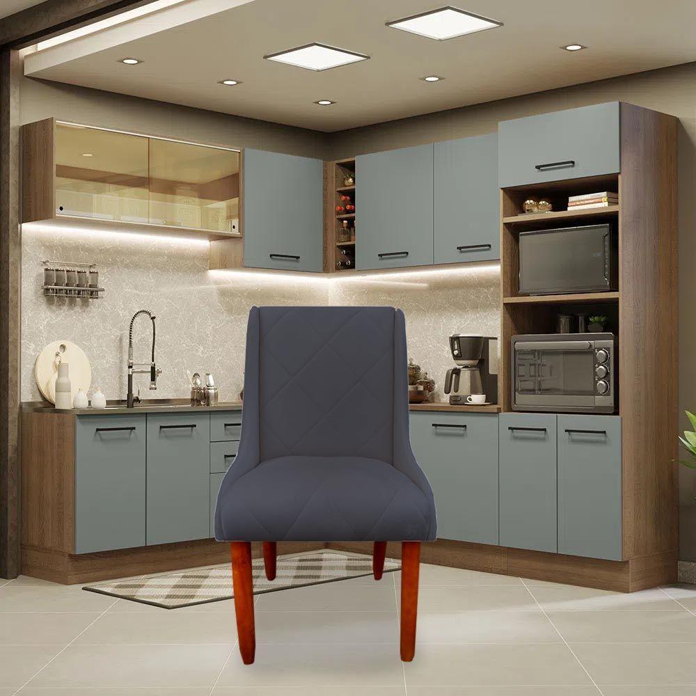 Kit 06 Cadeiras Para Sala De Jantar Lizz Pés Palito Veludo Grafite D'classe Decor - 7