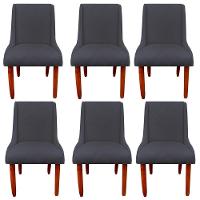 Kit 06 Cadeiras Para Sala De Jantar Lizz Pés Palito Veludo Grafite D'classe Decor - 1