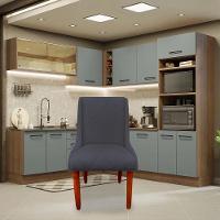 Kit 06 Cadeiras Para Sala De Jantar Lizz Pés Palito Veludo Grafite D'classe Decor - 7