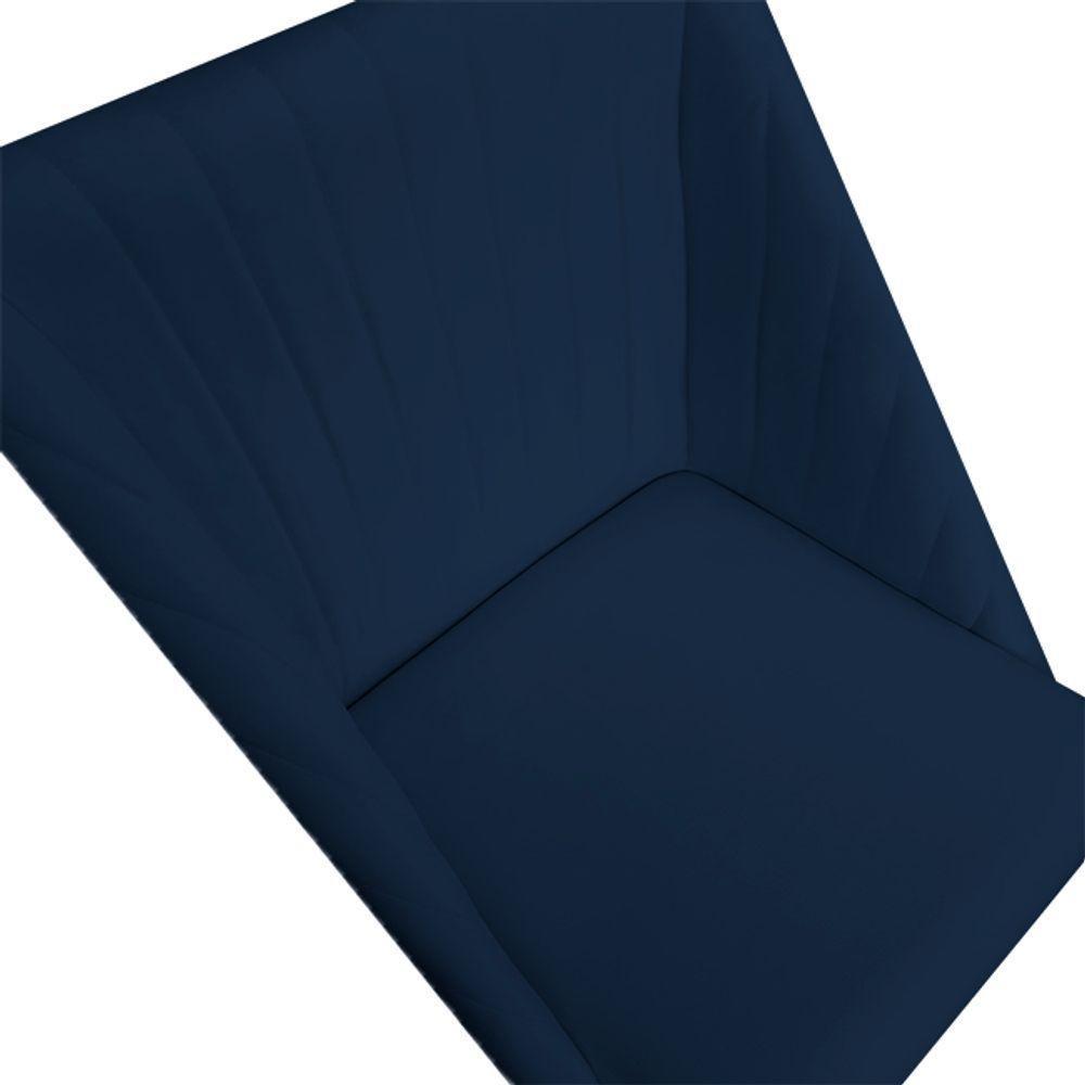 Kit 06 Cadeiras Para Sala De Jantar Ana Base De Ferro Veludo Azul Marinho D'classe Decor - 4