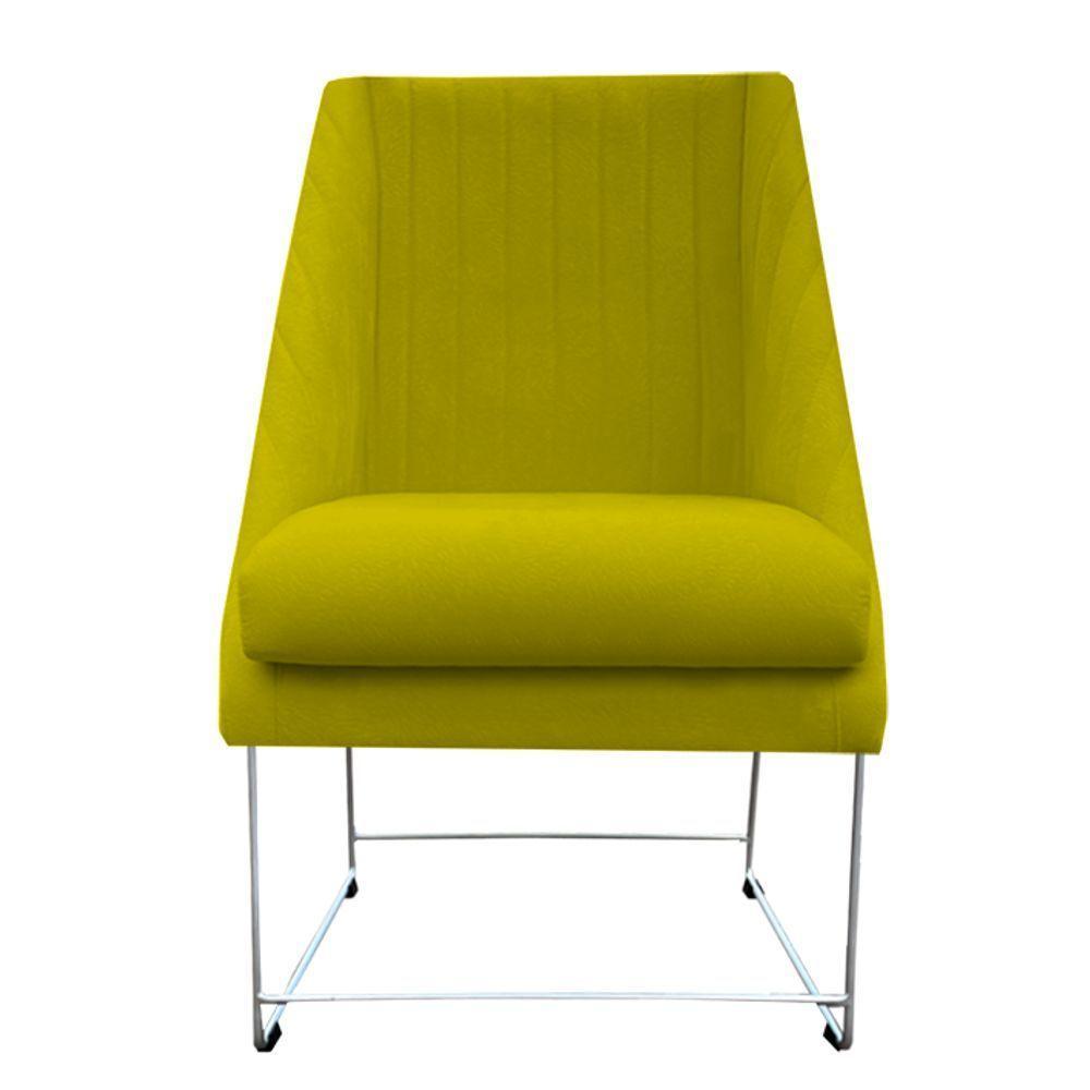 Kit 08 Cadeiras Ana Base De Ferro Prata Suede Amarelo D'classe Decor - 2