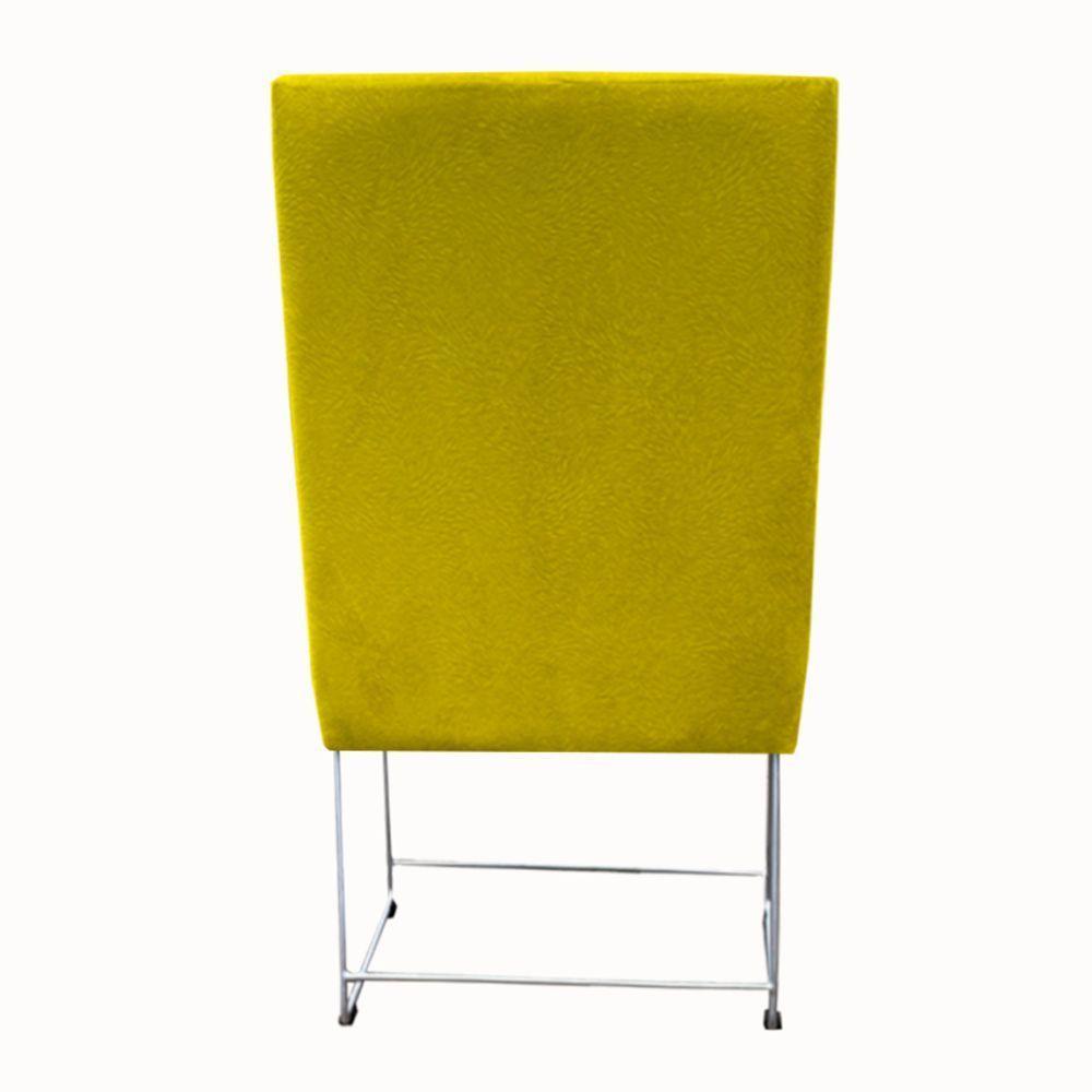 Kit 08 Cadeiras Ana Base De Ferro Prata Suede Amarelo D'classe Decor - 5