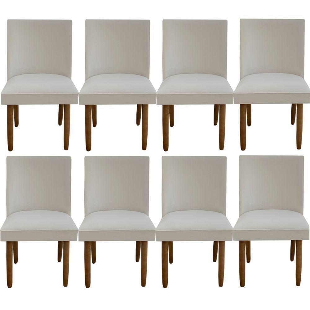 Kit 08 Cadeiras Para Sala De Jantar Tóquio Pés Palito Suede Bege D'classe Decor - 1