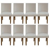 Kit 08 Cadeiras Para Sala De Jantar Tóquio Pés Palito Suede Bege D'classe Decor - 1