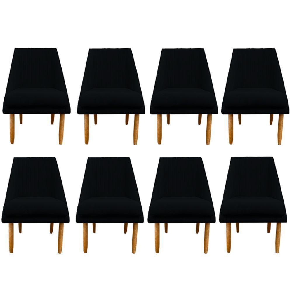 Kit 08 Cadeiras Para Sala De Jantar Ana Pés Palito Suede Preto D'classe Decor - 1