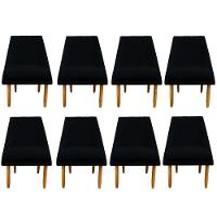 Kit 08 Cadeiras Para Sala De Jantar Ana Pés Palito Suede Preto D'classe Decor - 1