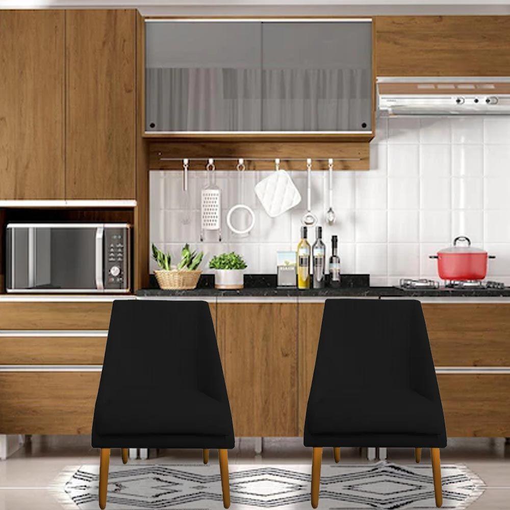 Kit 08 Cadeiras Para Sala De Jantar Ana Pés Palito Veludo Grafite D'classe Decor - 6