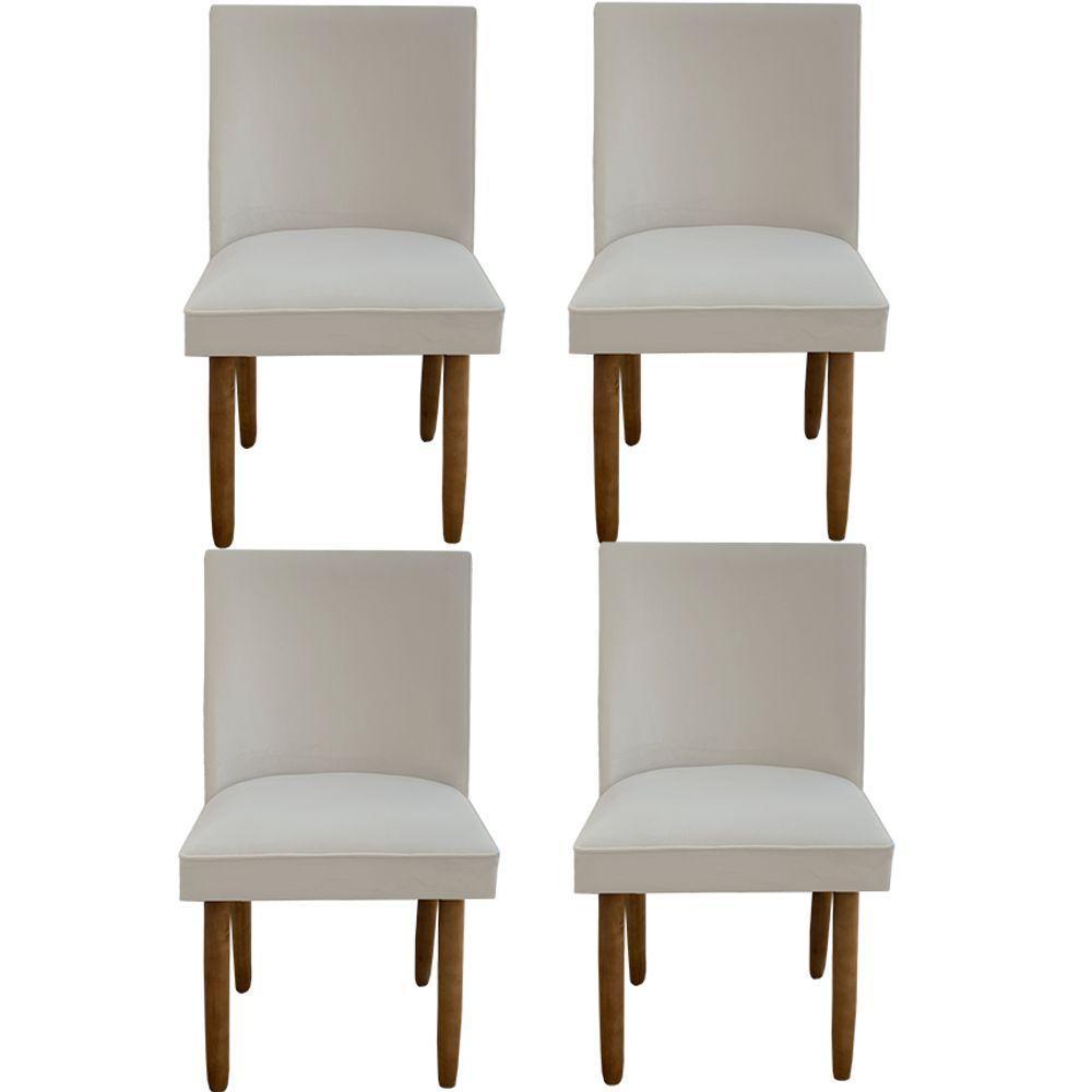 Kit 04 Cadeiras Para Sala De Jantar Tóquio Pés Palito Suede Bege D'classe Decor - 1