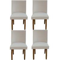 Kit 04 Cadeiras Para Sala De Jantar Tóquio Pés Palito Suede Bege D'classe Decor - 1