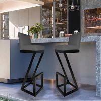 Kit 06 Banqueta Alta Z Base De Ferro Suede Grafite D'classe Decor - 6