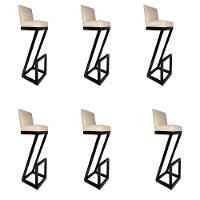 Kit 06 Banqueta Alta Z Base De Ferro Suede Bege D'classe Decor - 1