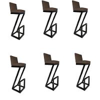 Kit 06 Banqueta Alta Z Base De Ferro Suede Marrom D'classe Decor - 1