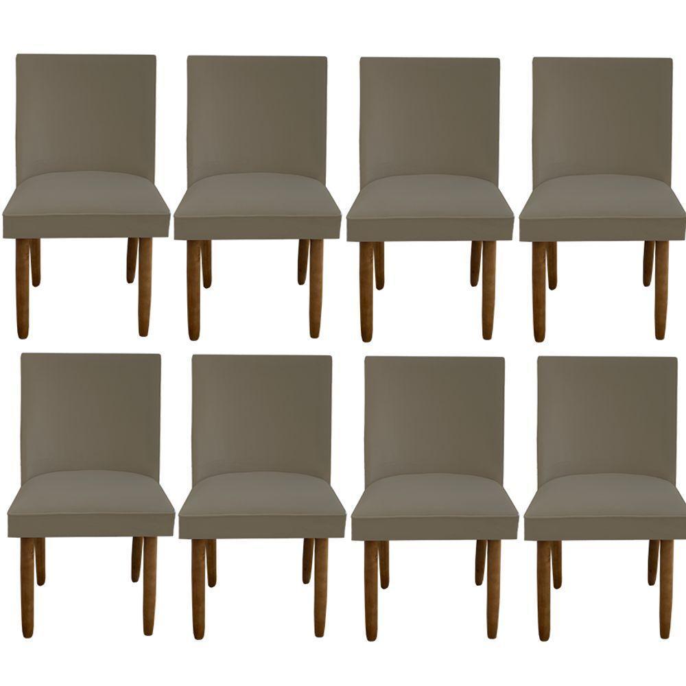 Kit 08 Cadeiras Para Sala De Jantar Tóquio Pés Palito Suede Marrom Rato D'classe Decor - 1