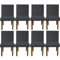 Kit 08 Cadeiras Para Sala De Jantar Tóquio Pés Palito Suede Grafite D'classe Decor - 1