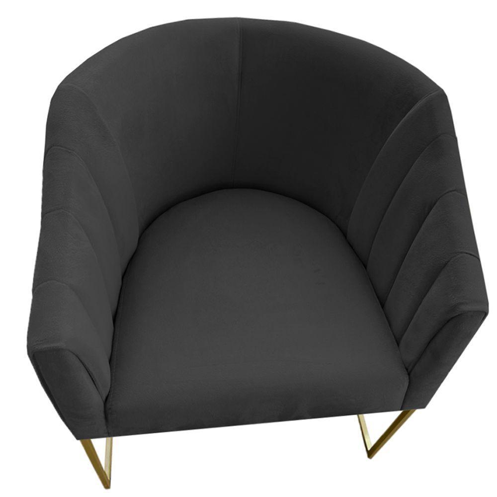 Kit 04 Poltrona Julia Com Base De Ferro Sala De Estar Escritório Recepção Clinica Suede Grafite D'classe Decor - 3