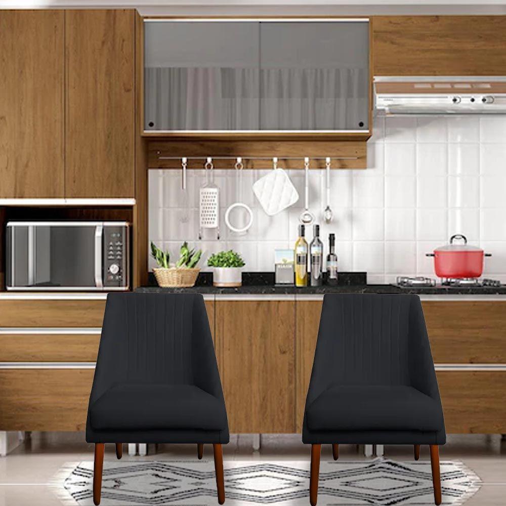 Kit 04 Cadeiras Para Sala De Jantar Ana Pés Palito Veludo Grafite D'classe Decor - 6