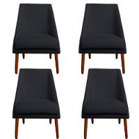 Kit 04 Cadeiras Para Sala De Jantar Ana Pés Palito Veludo Grafite D'classe Decor - 1