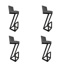 Kit 04 Banqueta Alta Z Base De Ferro Suede Grafite D'classe Decor - 1