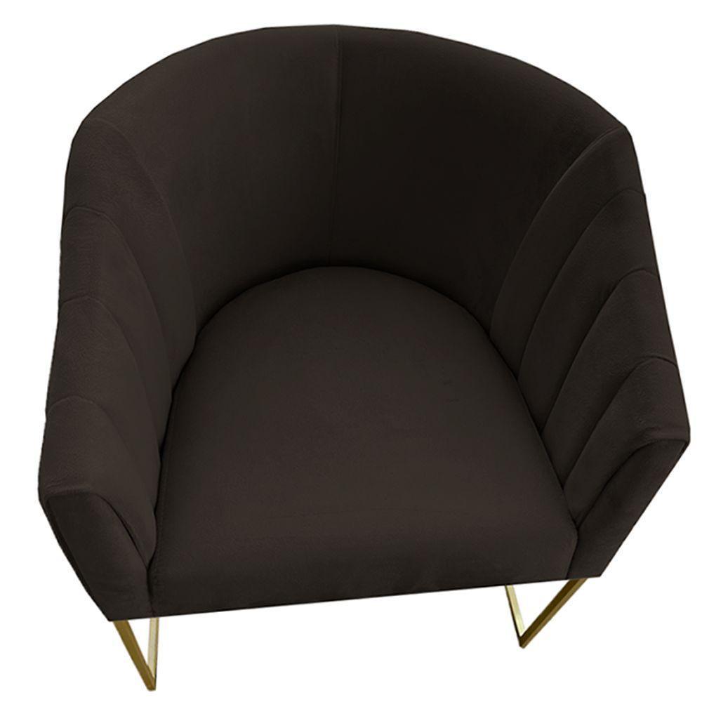 Kit 02 Poltrona Julia Com Base De Ferro Sala De Estar Escritório Recepção Clinica Suede Marrom D'classe Decor - 3