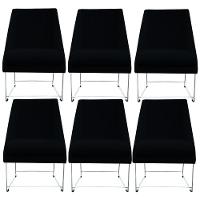 Kit 06 Cadeiras Ana Base De Ferro Prata Suede Preto D'classe Decor - 1
