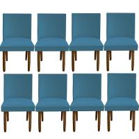 Kit 08 Cadeiras Para Sala De Jantar Tóquio Pés Palito Suede Azul Tiffany D'classe Decor - 1