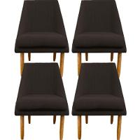 Kit 04 Cadeiras Para Sala De Jantar Ana Pés Palito Suede Marrom D'classe Decor - 1