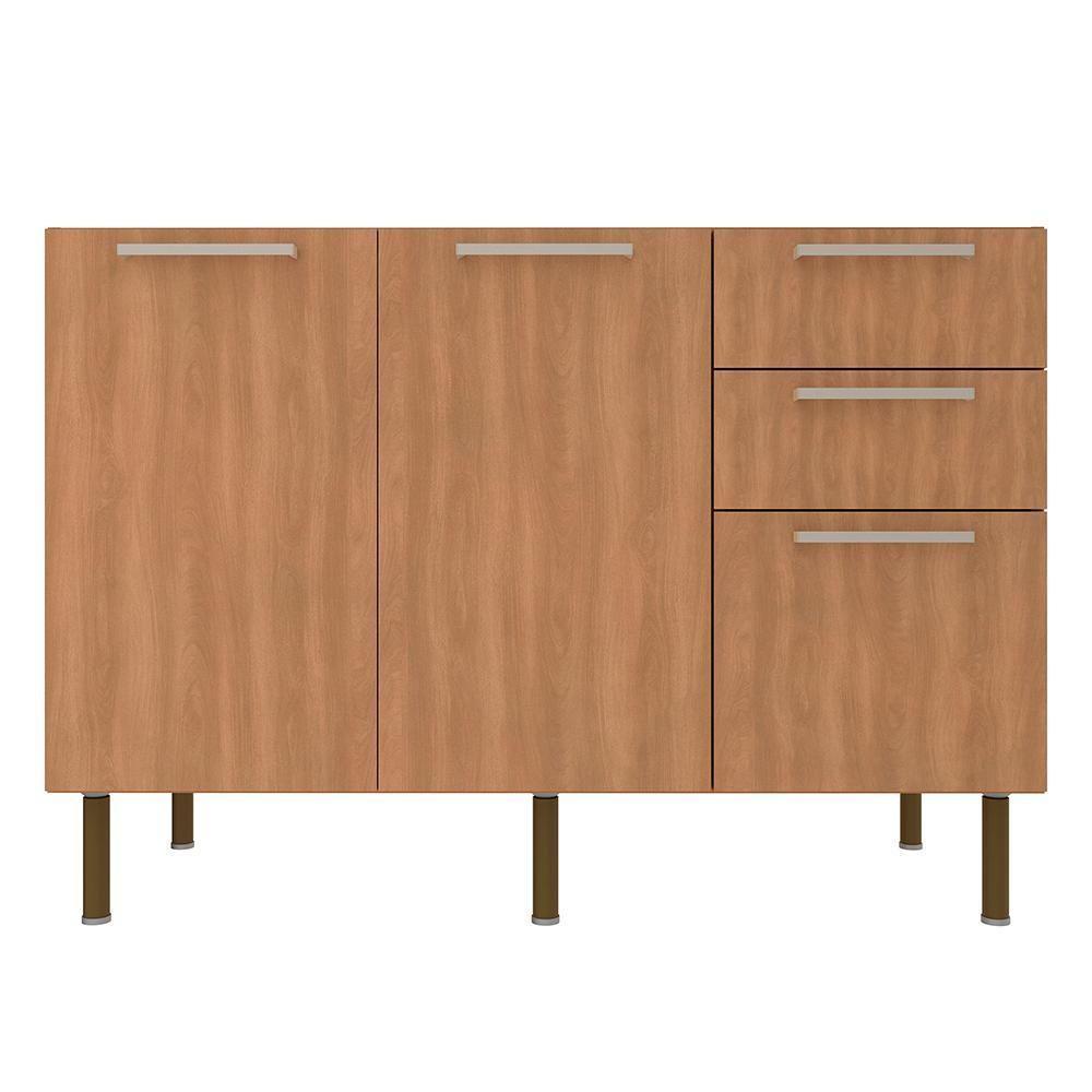 Balcao Para Pia Sem Tampo 120 Cm Mdp 2p 3g Cz3100 Freijo Tecno Mobili Freijo - 1