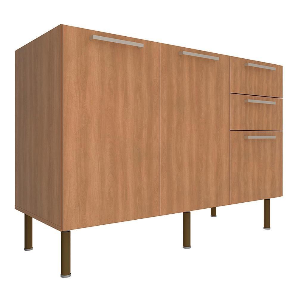 Balcao Para Pia Sem Tampo 120 Cm Mdp 2p 3g Cz3100 Freijo Tecno Mobili Freijo - 6