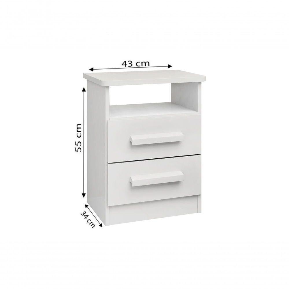 Mesa De Cabeceira Firenze 2 Gavetas Com Nicho - D' Doro Branco - 2