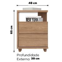 Mesa De Cabeceira 2 Gavetas 48 Cm Campeche Jequitiba Henn - 3