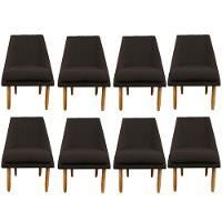 Kit 08 Cadeiras Para Sala De Jantar Ana Pés Palito Suede Marrom D'classe Decor - 1