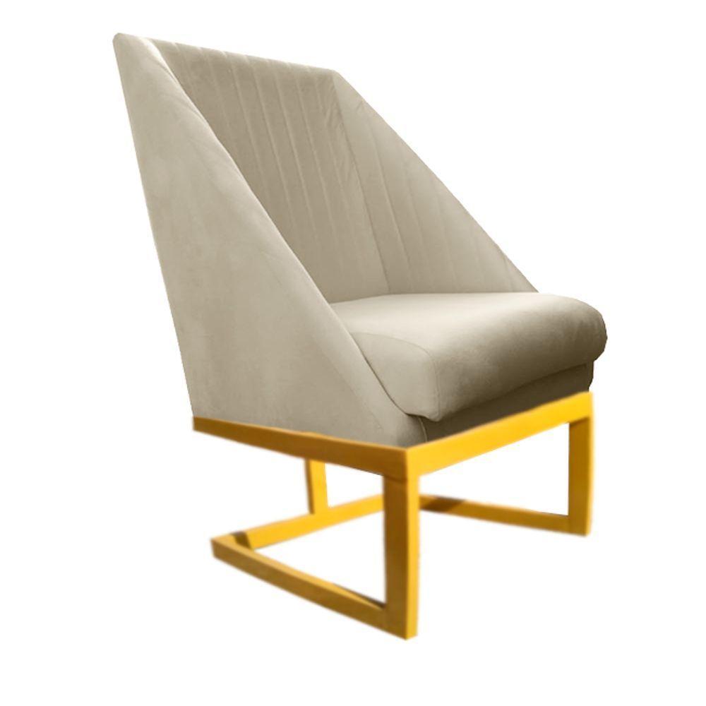 Kit 04 Cadeiras Para Sala De Jantar Ana Base De Ferro Veludo Bege D'classe Decor - 2