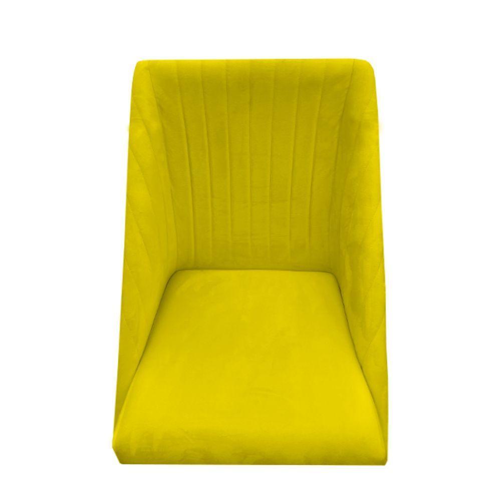 Kit 08 Cadeiras Para Sala De Jantar Ana Pés Palito Suede Amarelo D'classe Decor - 4