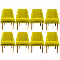Kit 08 Cadeiras Para Sala De Jantar Ana Pés Palito Suede Amarelo D'classe Decor - 1