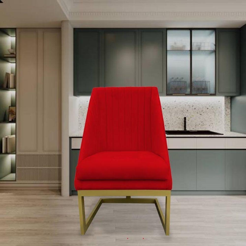 Kit 04 Cadeiras Para Sala De Jantar Ana Base De Ferro Suede Vermelho D'classe Decor - 7