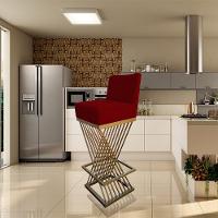 Kit 08 Banquetas Luma Base De Ferro Sued Marsala D'classe Decor - 9