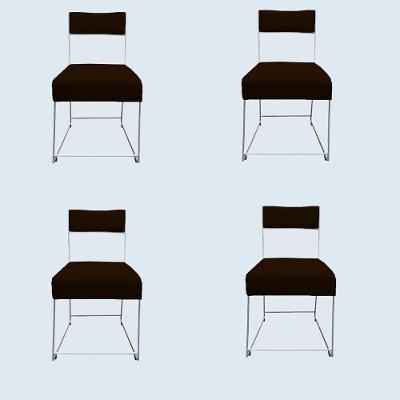 Kit 04 Cadeiras Atena Base De Ferro Maciço Prata Suede Marrom D'classe Decor