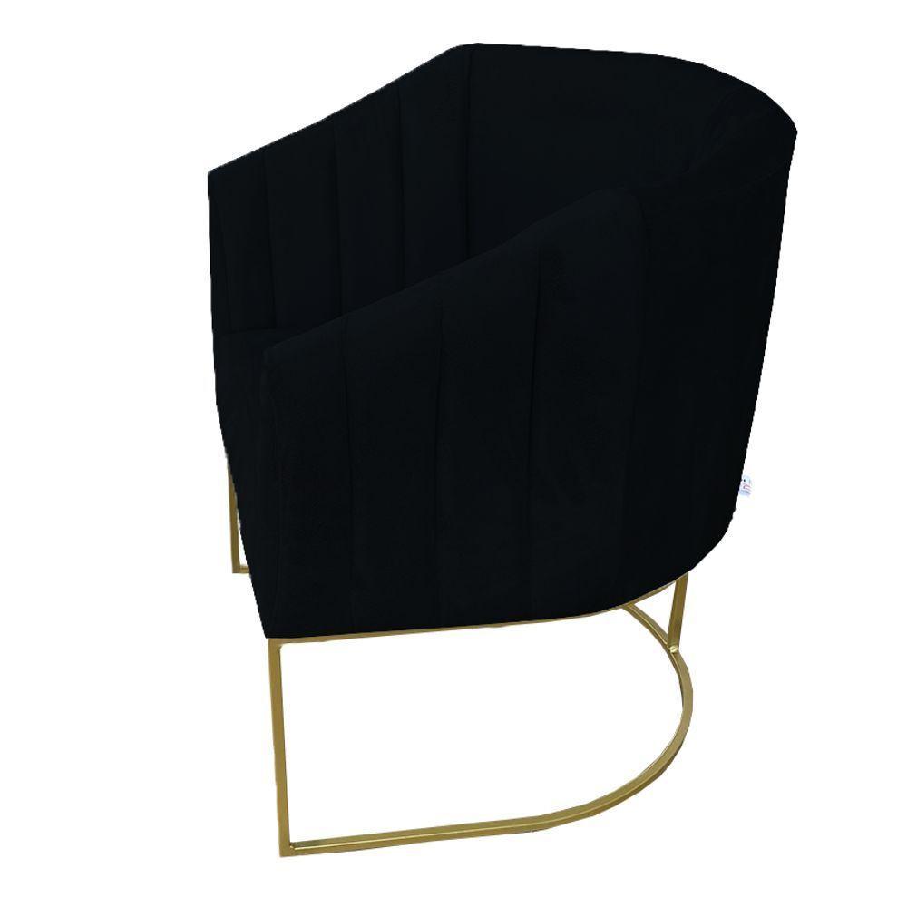 Kit 02 Poltrona Julia Com Base De Ferro Sala De Estar Escritório Recepção Clinica Suede Preto D'classe Decor - 4