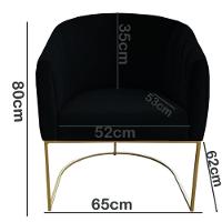 Kit 02 Poltrona Julia Com Base De Ferro Sala De Estar Escritório Recepção Clinica Suede Preto D'classe Decor - 6