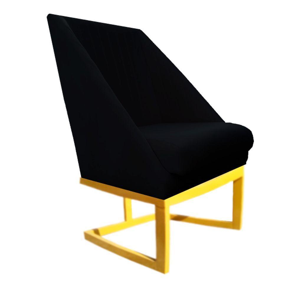 Kit 02 Cadeiras Para Sala De Jantar Ana Base De Ferro Veludo Preto D'classe Decor - 5