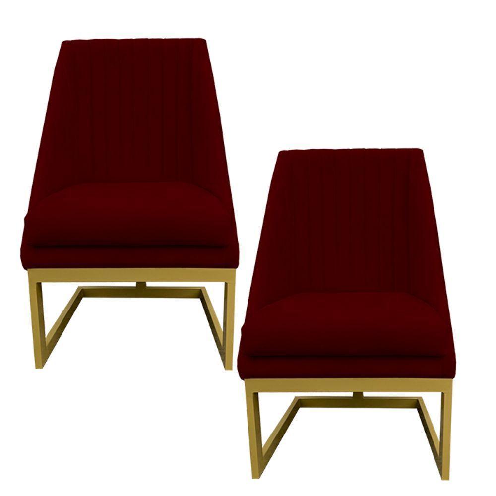 Kit 02 Cadeiras Para Sala De Jantar Ana Base De Ferro Suede Marsala D'classe Decor - 1