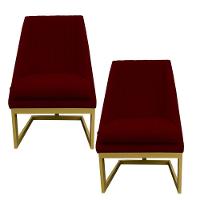 Kit 02 Cadeiras Para Sala De Jantar Ana Base De Ferro Suede Marsala D'classe Decor - 1
