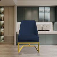 Kit 04 Cadeiras Para Sala De Jantar Ana Base De Ferro Veludo Azul Marinho D'classe Decor - 7