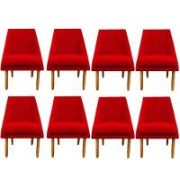 Kit 08 Cadeiras Para Sala De Jantar Ana Pés Palito Suede Vermelho D'classe Decor - 1