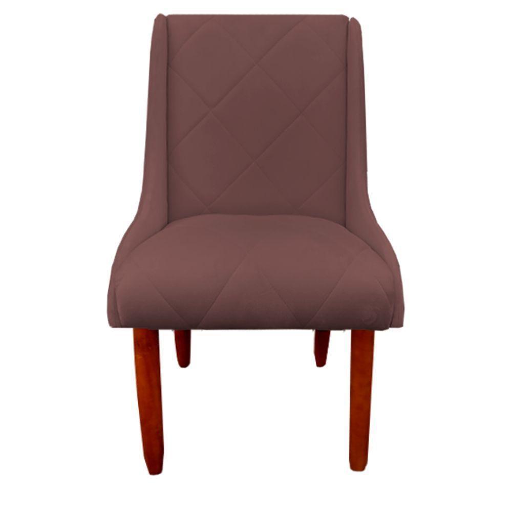 Kit 08 Cadeiras Para Sala De Jantar Lizz Pés Palito Veludo Rosê D'classe Decor - 2