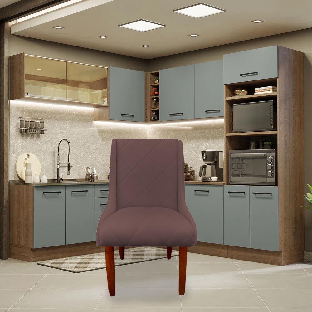 Kit 08 Cadeiras Para Sala De Jantar Lizz Pés Palito Veludo Rosê D'classe Decor - 7