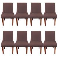 Kit 08 Cadeiras Para Sala De Jantar Lizz Pés Palito Veludo Rosê D'classe Decor - 1