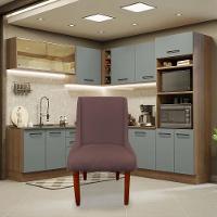 Kit 08 Cadeiras Para Sala De Jantar Lizz Pés Palito Veludo Rosê D'classe Decor - 7