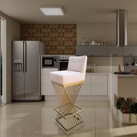 Kit 04 Banquetas Luma Base De Ferro Sued Bege D'classe Decor - 9